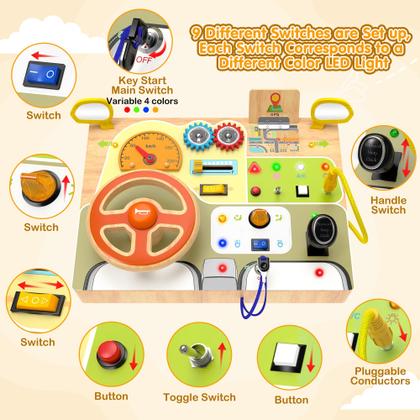 Imagem de Brinquedos infantis Montessori JGOBUB Busy Board com interruptor de luz