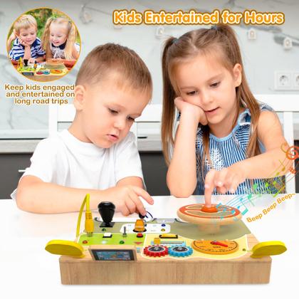 Imagem de Brinquedos infantis Montessori JGOBUB Busy Board com interruptor de luz