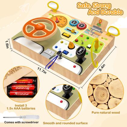 Imagem de Brinquedos infantis Montessori JGOBUB Busy Board com interruptor de luz