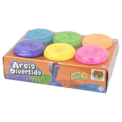 Imagem de Brinquedos Massinha de Modelar DMToy Pula Pula 6 Potes Areia Mágica