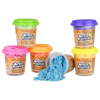 Imagem de Brinquedos Massinha de Modelar DMToy Pula Pula 6 Potes Areia Mágica