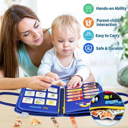 Imagem de Brinquedos Montessori Busy Board SafeLi de 12 páginas para crianças