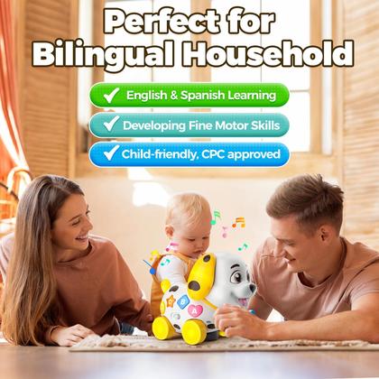 Imagem de Brinquedos musicais para cachorros para meninas de 1 ano, brinquedos bilíngues para meninos de 6 a 12 a 18 meses, brinquedos educativos de aprendizagem de desenvolvimento precoce para crianças de 1 a 3 anos, presentes para meninas de 1º aniversário para meninos