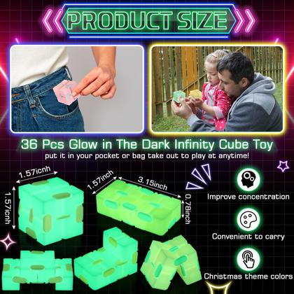 Imagem de Brinquedos para alívio da ansiedade Glow in the Dark Cubes Lenwen 36 unidades