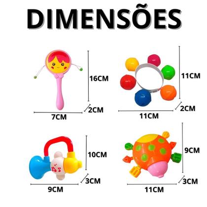 Imagem de Brinquedos Para Bebê Chocalho Brinquedo Infantil Bebe Recém Nascido Montessori Kit Interativo