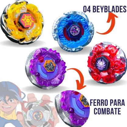 Imagem de Briquedo Kit 4 Beyblade Metal + 2 Lançador