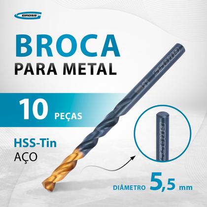 Imagem de Broca aco rapido profissional nitreto de titanio 10pcs gross