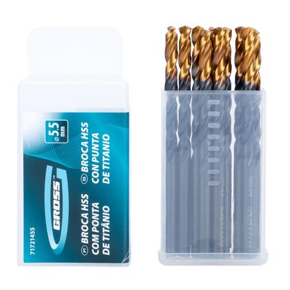 Imagem de Broca aco rapido profissional nitreto de titanio 10pcs gross
