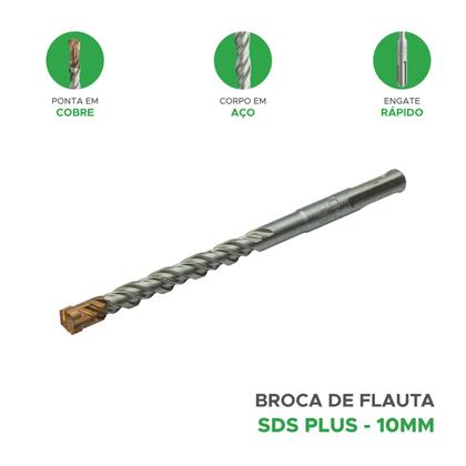 Imagem de Broca Concreto Sds Plus 10mm x 160mm em Aço c/ Engate Rápido
