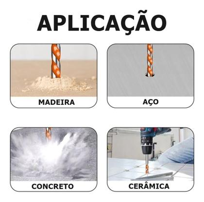 Imagem de Broca De Torção Triangular Fura Tudo 4mm 5mm 6mm 8mm 10mm 12mm