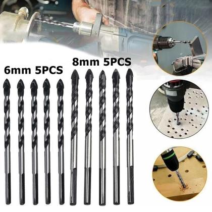 Imagem de Broca De Torção Triangular Fura Tudo 6mm 8mm Kit 10 Unidades