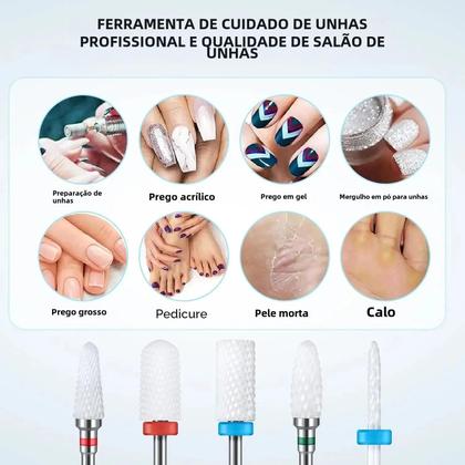 Imagem de Broca de Unha de Carboneto de Tungstênio Cerâmica para Manicure e Pedicure - Uso com Máquina Elétrica