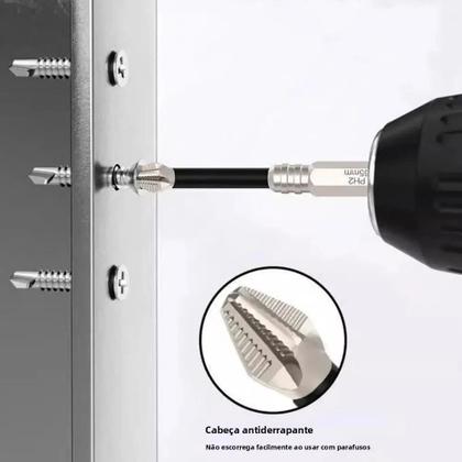 Imagem de Broca Elétrica S2 Com Cabeça Cruzada Antiderrapante Preta K5 Alta Dureza 5A Bit Magnético Forte Para