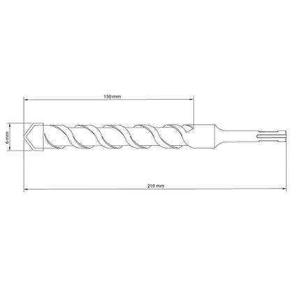 Imagem de Broca para Concreto 6x210 mm Tramontina em Aço Especial com Encaixe SDS Plus