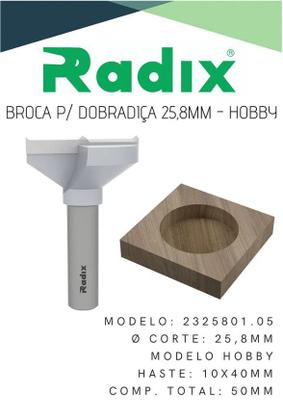 Imagem de Broca Para Dobradiça E Ferragem 25,8mm Radix - 2325801.05