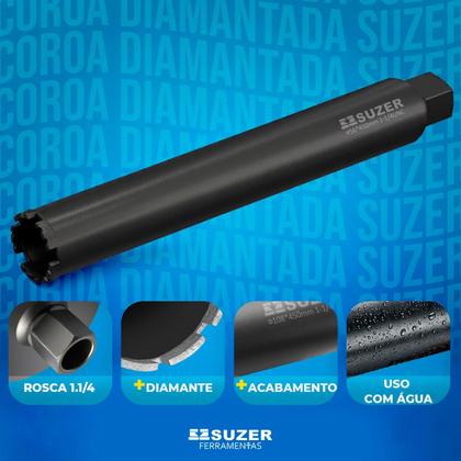 Imagem de Broca Serra Copo Coroa Diamantada 56mm X 450mm Rosca 1.1/4 AIKA