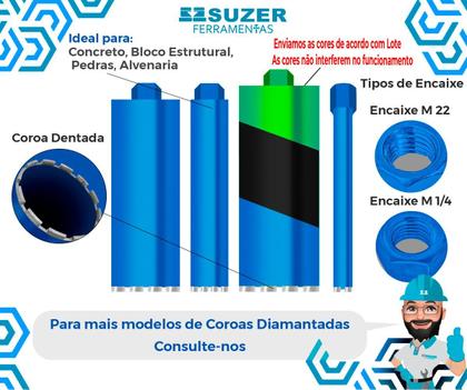 Imagem de Broca Serra Copo Coroa Diamantada Perfuratriz Elétrica 32mm X 450mm Encaixe M-22