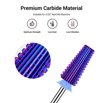 Imagem de Brocas para unhas MelodySusie 5 em 1 carboneto de tungstênio roxo
