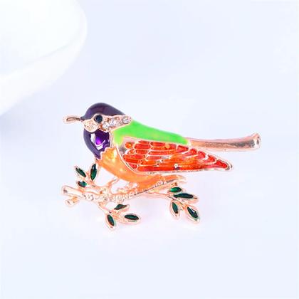 Imagem de Broche Botão Artesanal Strass Passarinho Delicado Resina