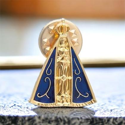 Imagem de Broche Boton Nossa Senhora Aparecida Dourado