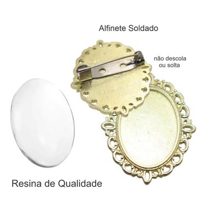 Imagem de Broche com Relicario Dourado Nossa Senhorada Aparecida Terno Noivo lapela Qualidade Resinado Alto Padrão Casamentos