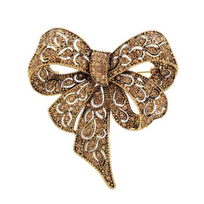 Imagem de Broche de arco cravejado de strass feminino, acessórios de roupas da moda alfinetes joias