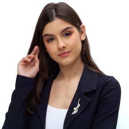 Imagem de Broche Strass e Pérola Folha BRG9873