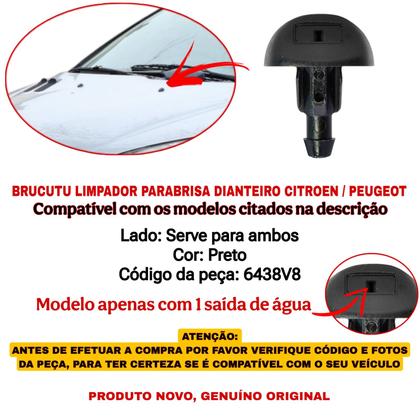 Imagem de Brucutu Esguicho Parabrisa Dianteiro Peugeot 206 2001 2002 2003 2004 2005 2006 2007 2008 2009 2010