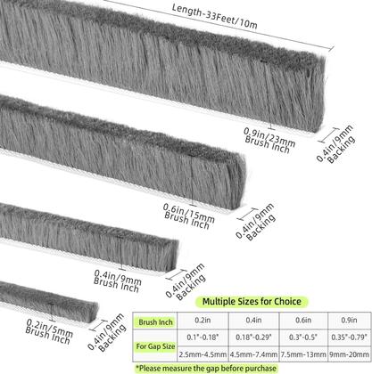 Imagem de Brush Weather Stripping Door Seal ZOMPAGO 1x1cmx10m