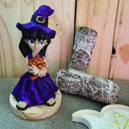 Imagem de Bruxinha Com Pet 10003 Em Resina 16Cm