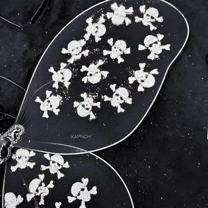 Imagem de Bruxinha Fantasia Led Kit Halloween Prata e Preto Tiara Asa