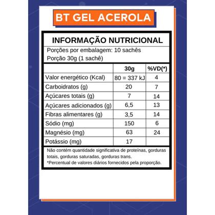 Imagem de BT Gel Sem Cafeína Carboidratos 100% Natural 30g Beterraba Com Acerola 10un. Dobro