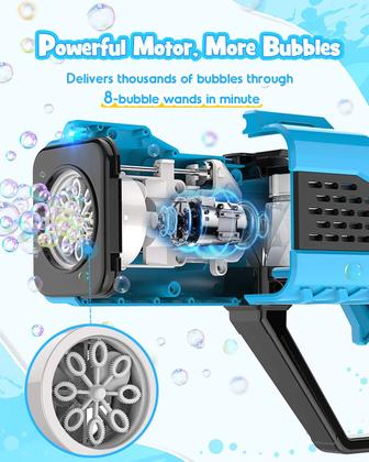 Imagem de Bubble Gun Boerfmo Bubble Machine para crianças com solução e baterias