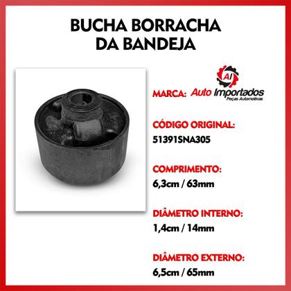 Imagem de Bucha Borracha Maior Balança Bandeja Leque Suspensão Dianteira Honda Civic 2006 2007 2008 2009 2010 2011