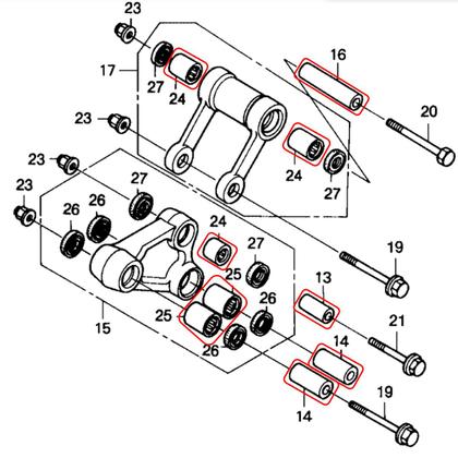 Imagem de Bucha Pro Link Nx 200, Xr 200, Xlr 125, Nx 150 Kit 9 Peças