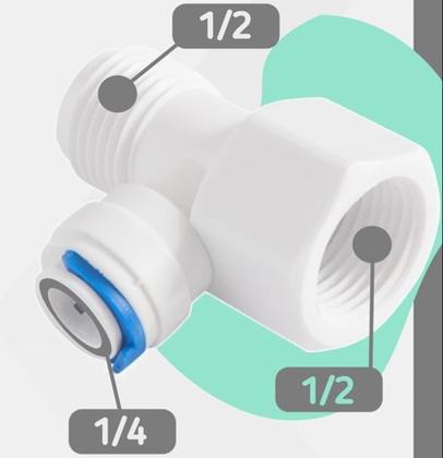 Imagem de Bucha T De Plástico Roscas De 1/2 Para Mangueira De 1/4