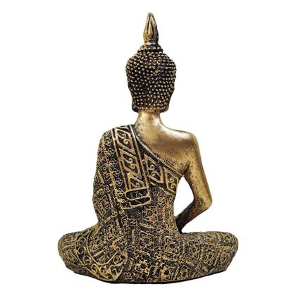 Imagem de Buda Hindu Tailandês Deus Riqueza Enfeite de Resina Dourado