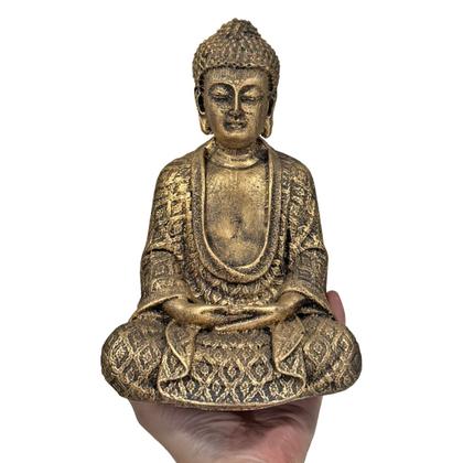 Imagem de Buda Hindu Tailandês Imagem Enfeite Decoração Resina Dourado