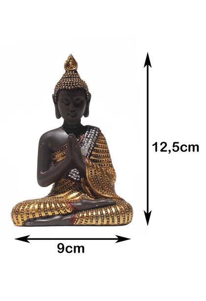 Imagem de Buda Hindu Tibetano Tailandês Em Resina Dourado 12,5cm