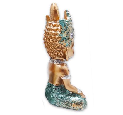 Imagem de Buda Tailandês da Prosperidade Contemplando Azul12cm