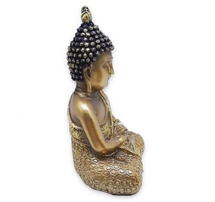 Imagem de Buda Tibetano da Sabedoria Meditação Gold Com Strass 15cm