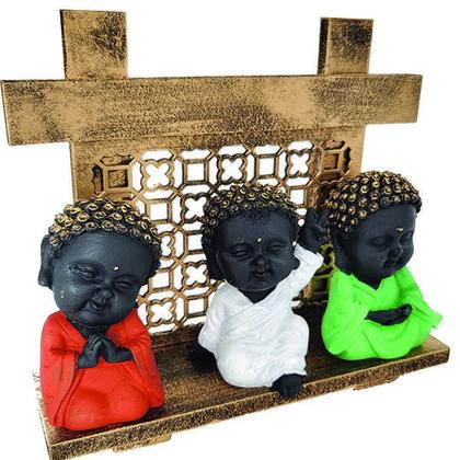Imagem de Budinhas Trio Monges Altar Painel Zen Em Resina - Amarelo