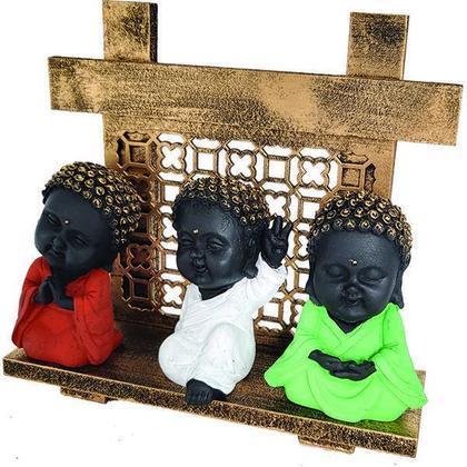 Imagem de Budinhas Trio Monges Altar Painel Zen Em Resina - Amarelo