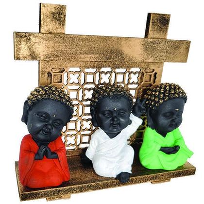 Imagem de Budinhas Trio Monges Altar Painel Zen Em Resina - Amarelo