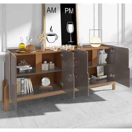Imagem de Buffet 190cm 4 Portas Com Adega Lizz Casa D Cinza Perola/Cedro