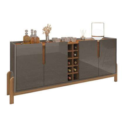Imagem de Buffet 190cm 4 Portas Com Adega Lizz Casa D Cinza Perola/Cedro