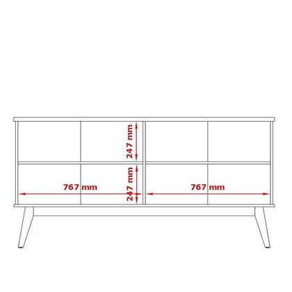 Imagem de Buffet Aparador 160cm 4 Portas Pés Madeira Prism Patrimar Off White/Cumaru