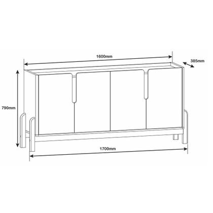 Imagem de Buffet Aparador 170cm 4 Portas Lizz Casa D Cinza Perola/Cedro