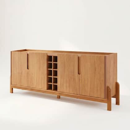 Imagem de Buffet Aparador 190cm 4 Portas com Adega Lizz Marrom/Cedro