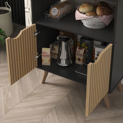 Imagem de Buffet Aparador 2 portas Cantinho do Café Grécia Hall de Entrada Decoração Preto Ripado